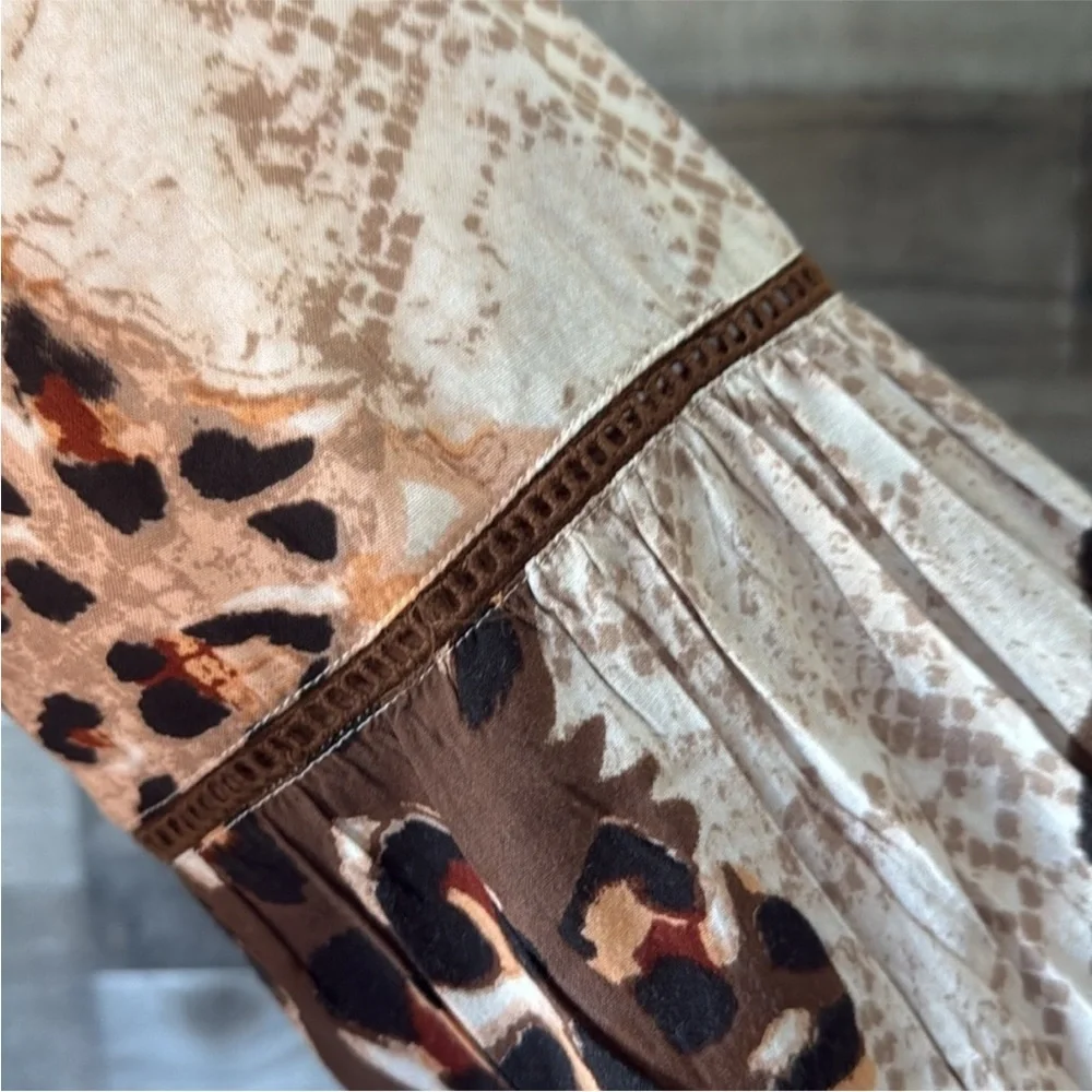 RAGA front tie top medium wanderlust festival boho chic earthtone animal print - Picture 4 of 12